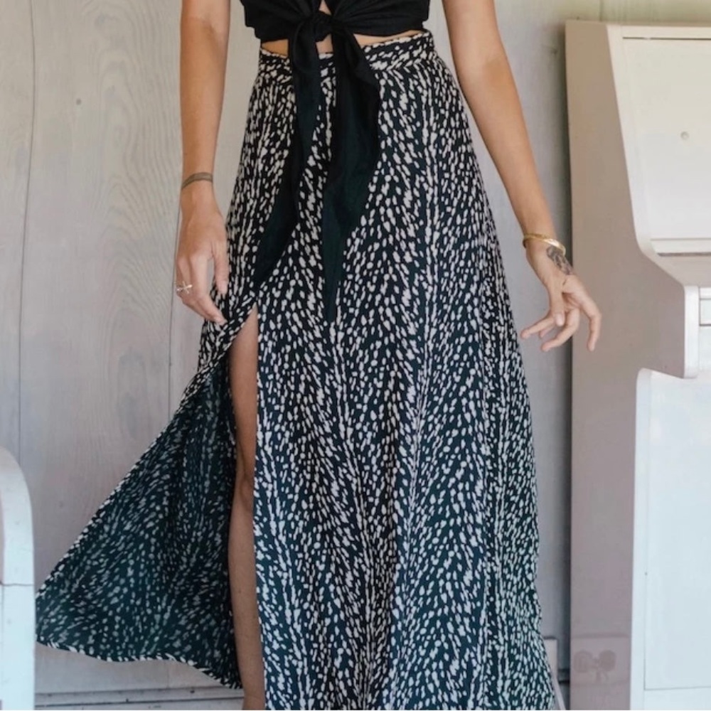 XIX Palms Maxi Skirt with High Slit